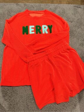 “Merry” Waffle Knit Pajama Set